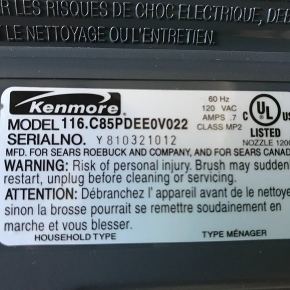 Kenmore KC85PDEEZV0N Vacuum Pet PowerMate Genuine Original Equipment Manufacture - Picture 4 of 4